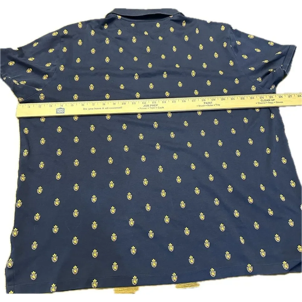 Polo Ralph Lauren Men's XXL Classic Slim Fit Short Sleeve Navy‎ Lion Crests Polo